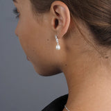 Pearl and CZ Silver Drop Earrings 