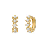 18ct Gold Plated Sterling Silver & Pearl Huggie Hoops