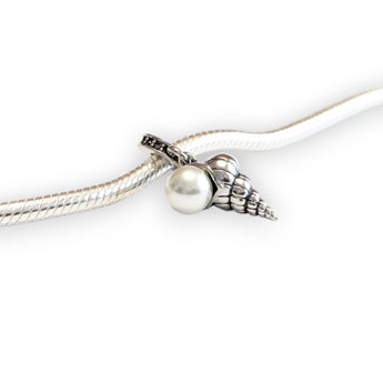 Pearl Seashell Sterling Silver Dangle Charm