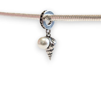 Pearl Seashell Sterling Silver Dangle Charm