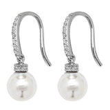 Fancy Drop Pearl and Cubic Zirconia Silver Earrings