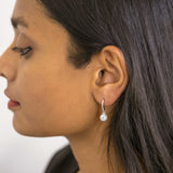 Fancy Drop Pearl and Cubic Zirconia Silver Earrings