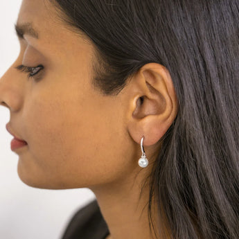 Fancy Drop Pearl and Cubic Zirconia Silver Earrings