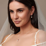 Fancy Drop Pearl and Cubic Zirconia Silver Earrings