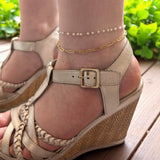 Amnesia Jewellery | Gold Plated Stainless Paperclip Pearl Anklet