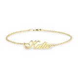 Custom Gold bracelet with a name on a white background