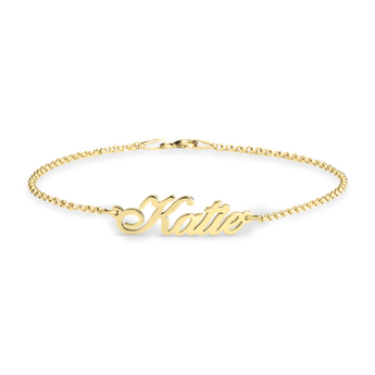 Custom Gold bracelet with a name on a white background