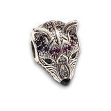 Sterling Silver Fox Charm with Pink Cubic Zirconia