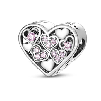 Pink Jewelled Love Heart Charm