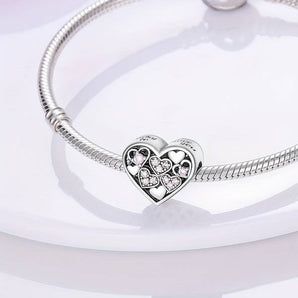 Pink Jewelled Love Heart Charm