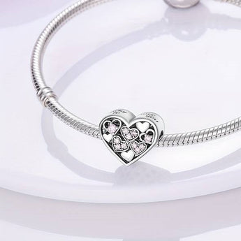 Pink Jewelled Love Heart Charm