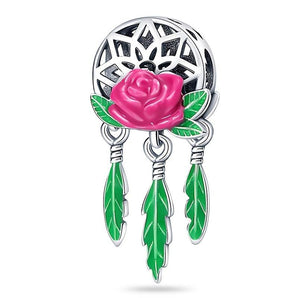 Pink Rose Dream Catcher Charm 