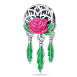 Pink Rose Dream Catcher Charm 