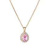 Pink Tormaline CZ Gold Plated Silver Pendant Necklace