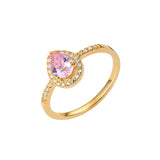 Pink Tourmaline Teardrop Gold Plated Sterling Silver Ring