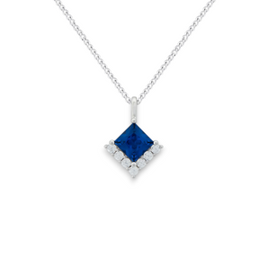 Princess Cut Sapphire Cubic Zirconia Necklace