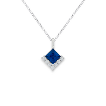 Princess Cut Sapphire Cubic Zirconia Necklace