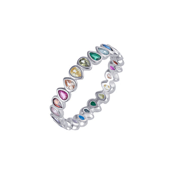 Rainbow Cubic Zirconia Ring – 925 Silver Stacking Band by Urban Pizazz. Shop our 925 silver rainbow ring with colourful CZ stones. Dainty, stackable and hypoallergenic – a perfect everyday piece with a bold, playful twist.