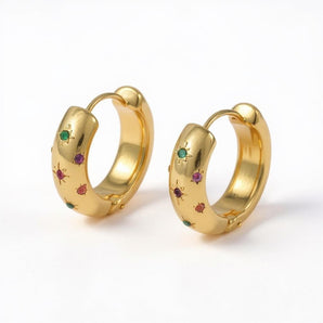 Amnesia Jewellery | Gold Plated Stainless Steel Rainbow Huggie Hoops