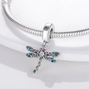 Rainbow Cubic Zirconia Dragonfly Charm