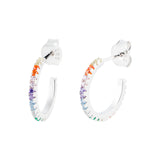 14mm Rainbow Hoop Earrings – 925 Silver & CZ Stones by Urban Pizazz. Shop 14mm rainbow hoop earrings in 925 sterling silver with colourful cubic zirconia. Bold, bright, and hypoallergenic—perfect for everyday sparkle!