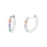 10mm Rainbow Huggie Hoop Earrings – 925 Silver & CZ by Urban Pizazz. Shop 10mm rainbow huggie hoops in 925 sterling silver. Colorful cubic zirconia stones, dainty, hypoallergenic, and perfect for everyday sparkle.
