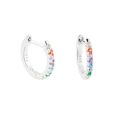 10mm Rainbow Huggie Hoop Earrings – 925 Silver & CZ by Urban Pizazz. Shop 10mm rainbow huggie hoops in 925 sterling silver. Colorful cubic zirconia stones, dainty, hypoallergenic, and perfect for everyday sparkle.