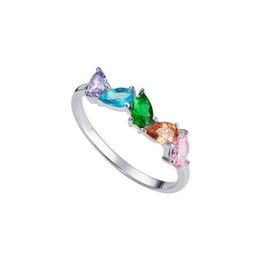 Rainbow Pear Drop Ring – 925 Sterling Silver & CZ by Urban Pizazz. Shop the Rainbow Pear Drop Ring in 925 silver. Featuring a pear-cut CZ stones in rainbow accents, it’s dainty, hypoallergenic, and perfect for everyday sparkle.
