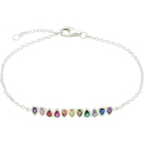 Rainbow CZ Bracelet – 925 Sterling Silver Jewellery by Urban Pizazz. Explore our 925 sterling silver Rainbow CZ Bracelet – a dainty, colourful piece with adjustable fit. Hypoallergenic, sparkly and perfect for everyday wear.
