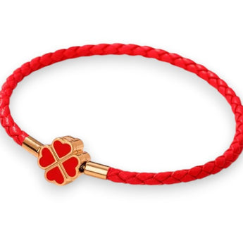 Red Clover Leaf Charm Bracelet