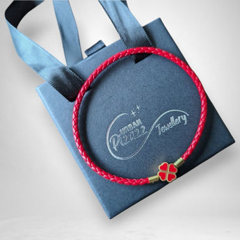 Red Clover Leaf Charm Bracelet
