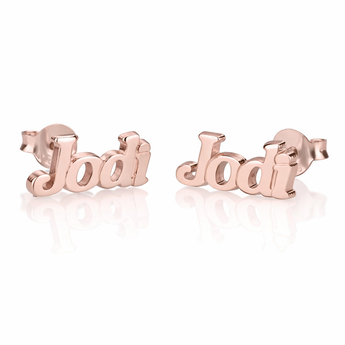 Rose Gold Plated Sterling Silver Bold Name Stud Earrings