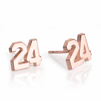 Rose Gold Plated Sterling Silver Bold Sports Number Earrings