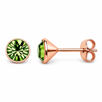 Rose Gold Plated Emerald Cubic Zirconia Silver Stud Earrings