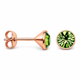 Rose Gold Plated Emerald Cubic Zirconia Silver Stud Earrings