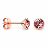 Rose Gold Plated Pink Tourmaline CZ Sterling Silver Stud Earrings