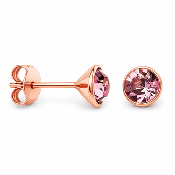 Rose Gold Plated Pink Tourmaline CZ Sterling Silver Stud Earrings