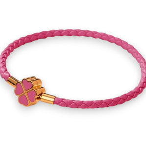 Rose Pink Clover Leaf Charm Bracelet