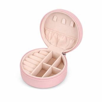Round Jewellery Travel Box Baby Pink