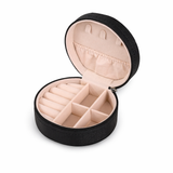 Round Jewellery Travel Box Black