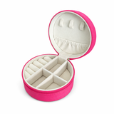 Round Jewellery Travel Box Hot Pink