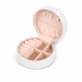 Round Jewellery Travel Box White
