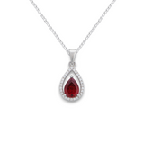 Ruby Cubic Zirconia Teardrop Necklace