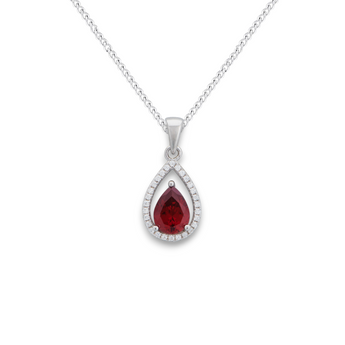 Ruby Cubic Zirconia Teardrop Necklace