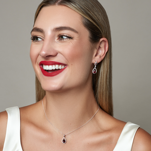 Ruby Cubic Zirconia Teardrop Necklace