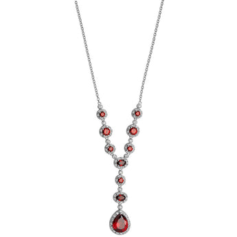 Ruby Cubic Zirconia Y Drop Necklace