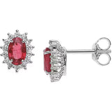 Ruby Halo Cluster Earrings