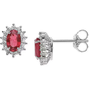 Ruby Halo Cluster Earrings