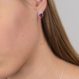 Ruby Halo Cluster Earrings