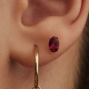 9ct Gold Ruby Oval Studs 
